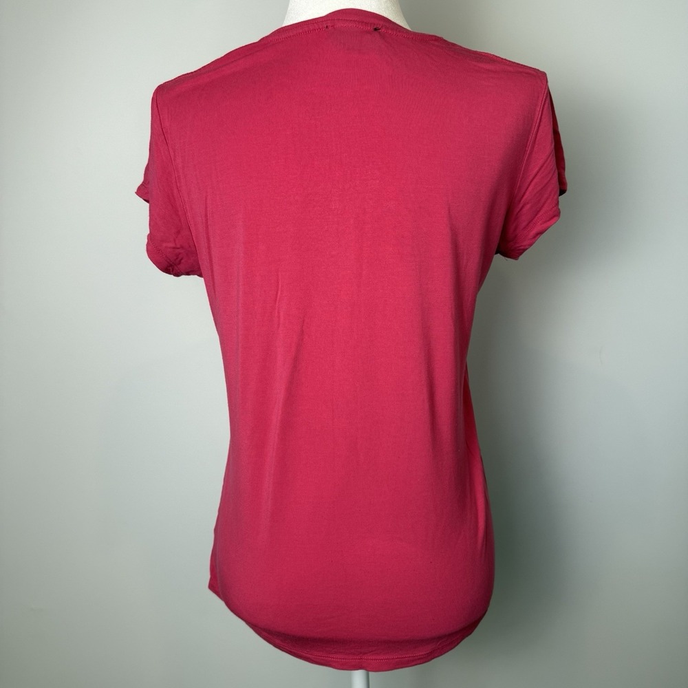 Vintage y2k 2000s‎ BEBE Rhinestone Grunge Logo Womens Top Pink Black Size LARGE - Picture 4 of 6